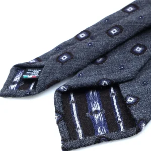 Cravatta grigio 3 pieghe sfoderata senza interno in lana/seta FATHER