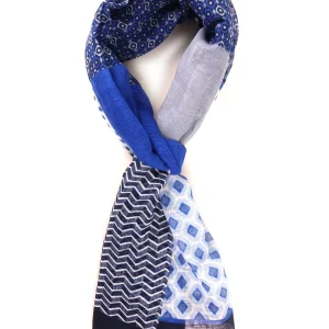 Sciarpa blu in cotone/lino SABINA